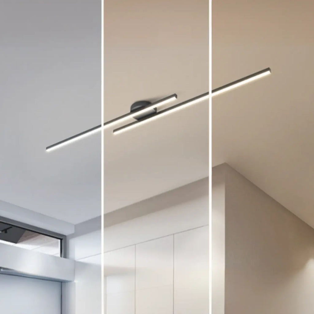 2-Light Linear LED Semi Flush Ceiling Light for Living Room
