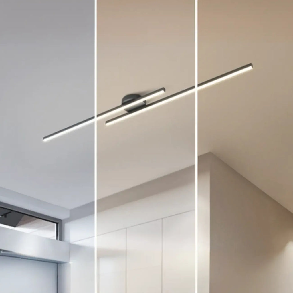 2-Light Linear LED Semi Flush Ceiling Light for Living Room