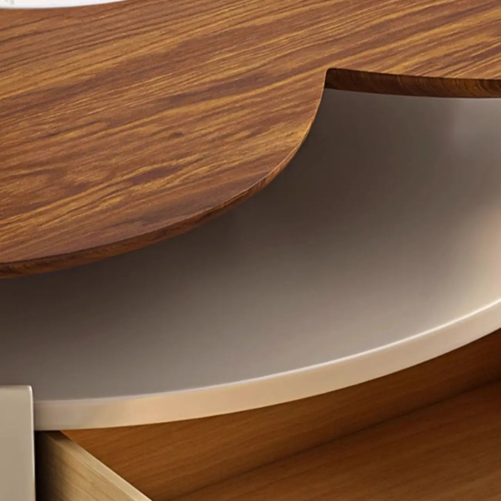 Modern Beiger Free Form Nesting Coffee Table with Drawer