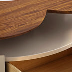 Modern Beiger Free Form Nesting Coffee Table with Drawer