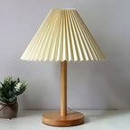 Natural Wood Table Lamp Plug In Electric LED for Bedroom