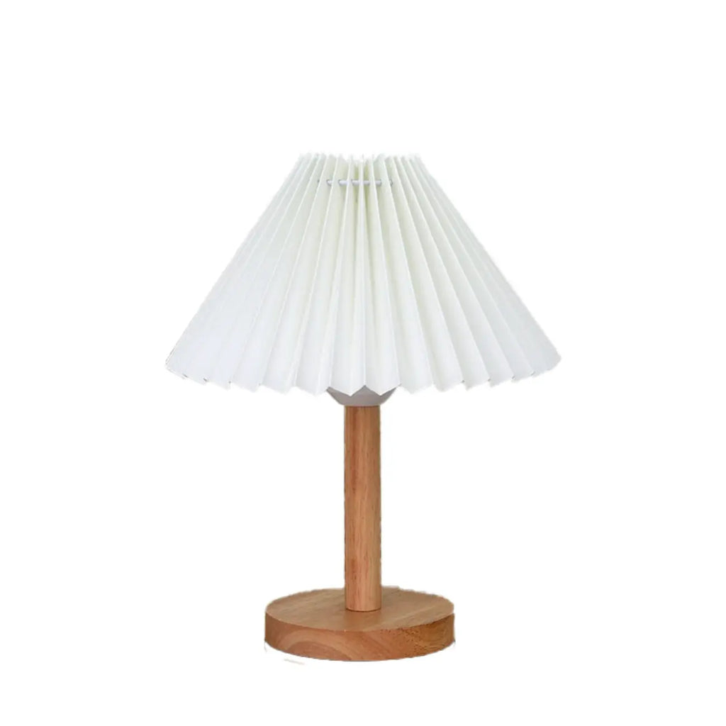 Natural Wood Table Lamp Plug In Electric LED for Bedroom