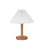 Natural Wood Table Lamp Plug In Electric LED for Bedroom