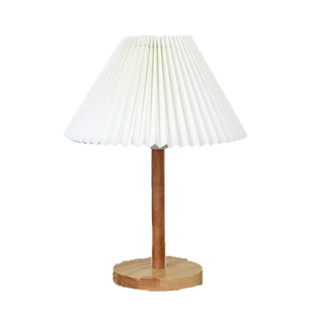 Natural Wood Table Lamp Plug In Electric LED for Bedroom