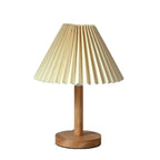 Natural Wood Table Lamp Plug In Electric LED for Bedroom