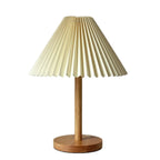 Natural Wood Table Lamp Plug In Electric LED for Bedroom