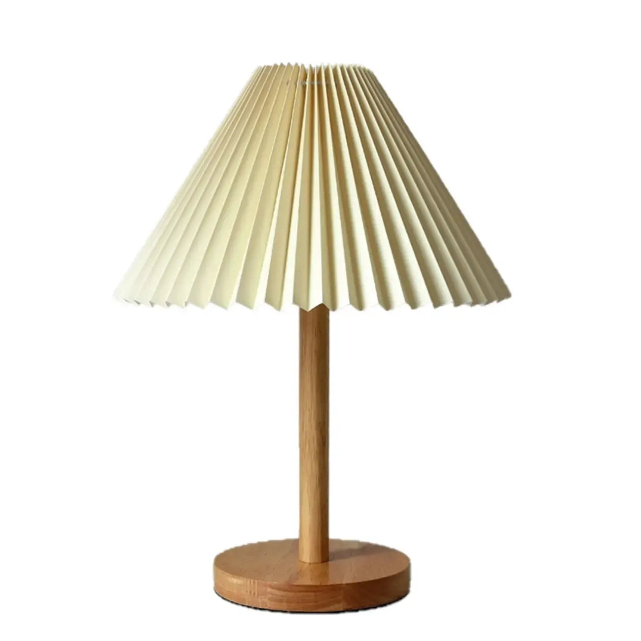 Natural Wood Table Lamp Plug In Electric LED for Bedroom