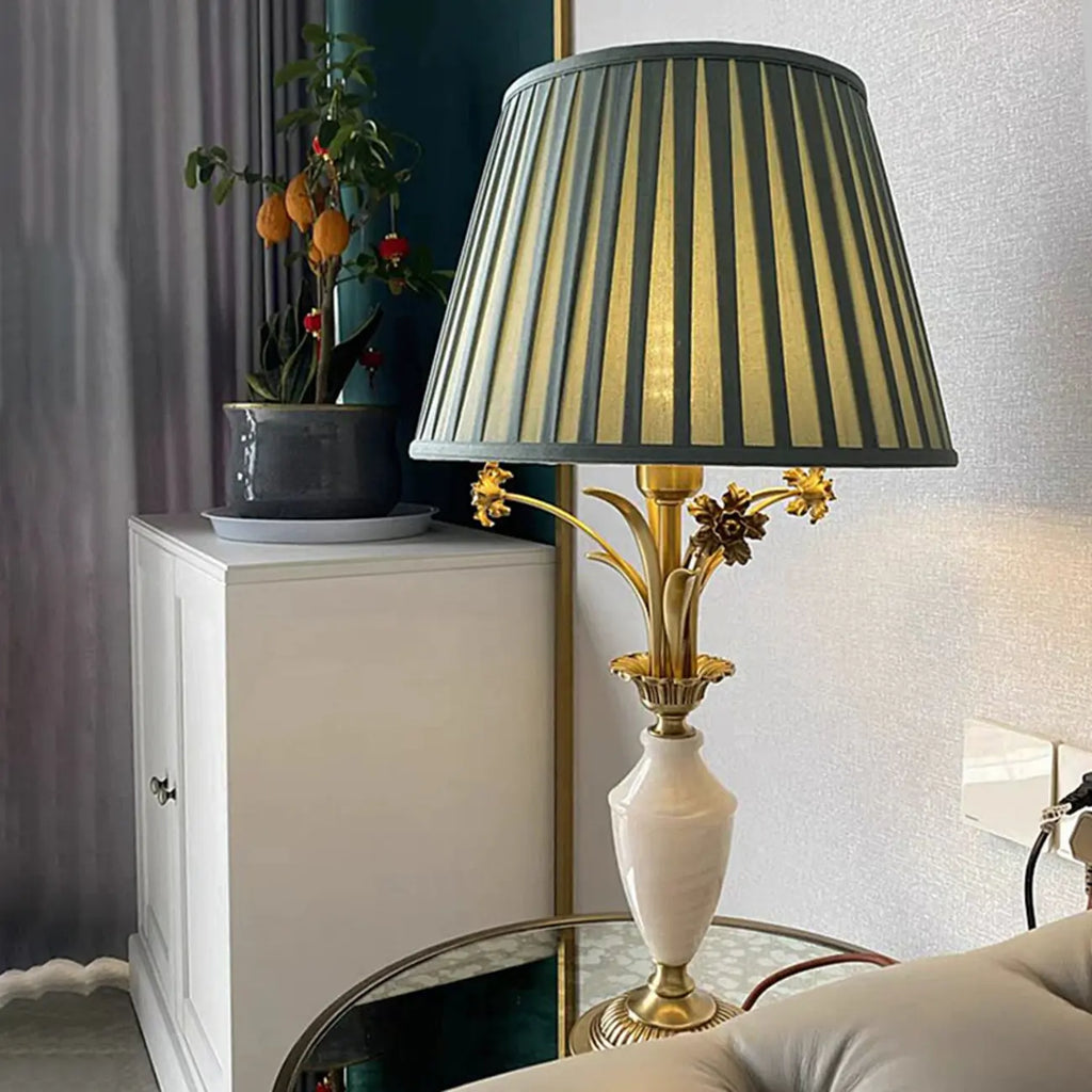 Green Elegant Metal Table Lamp Remote Control for Living Room