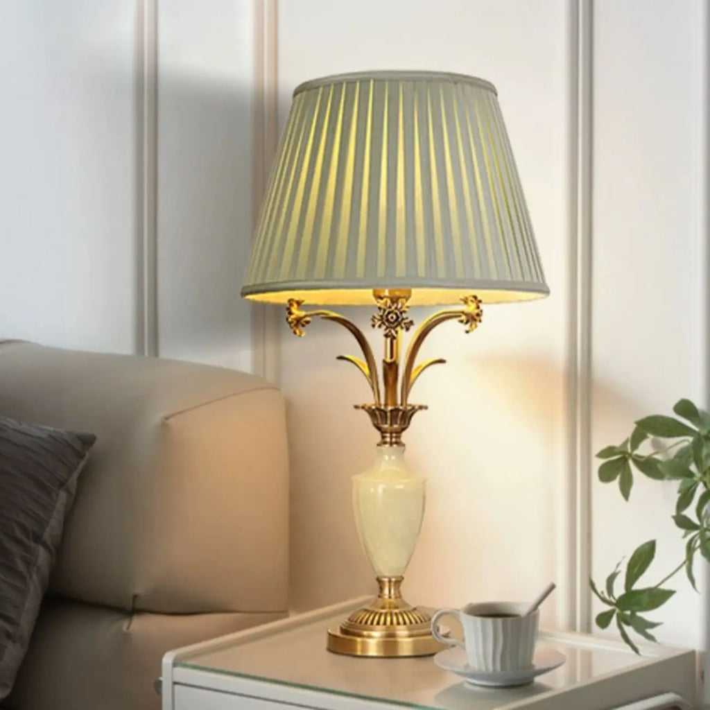 Green Elegant Metal Table Lamp Remote Control for Living Room