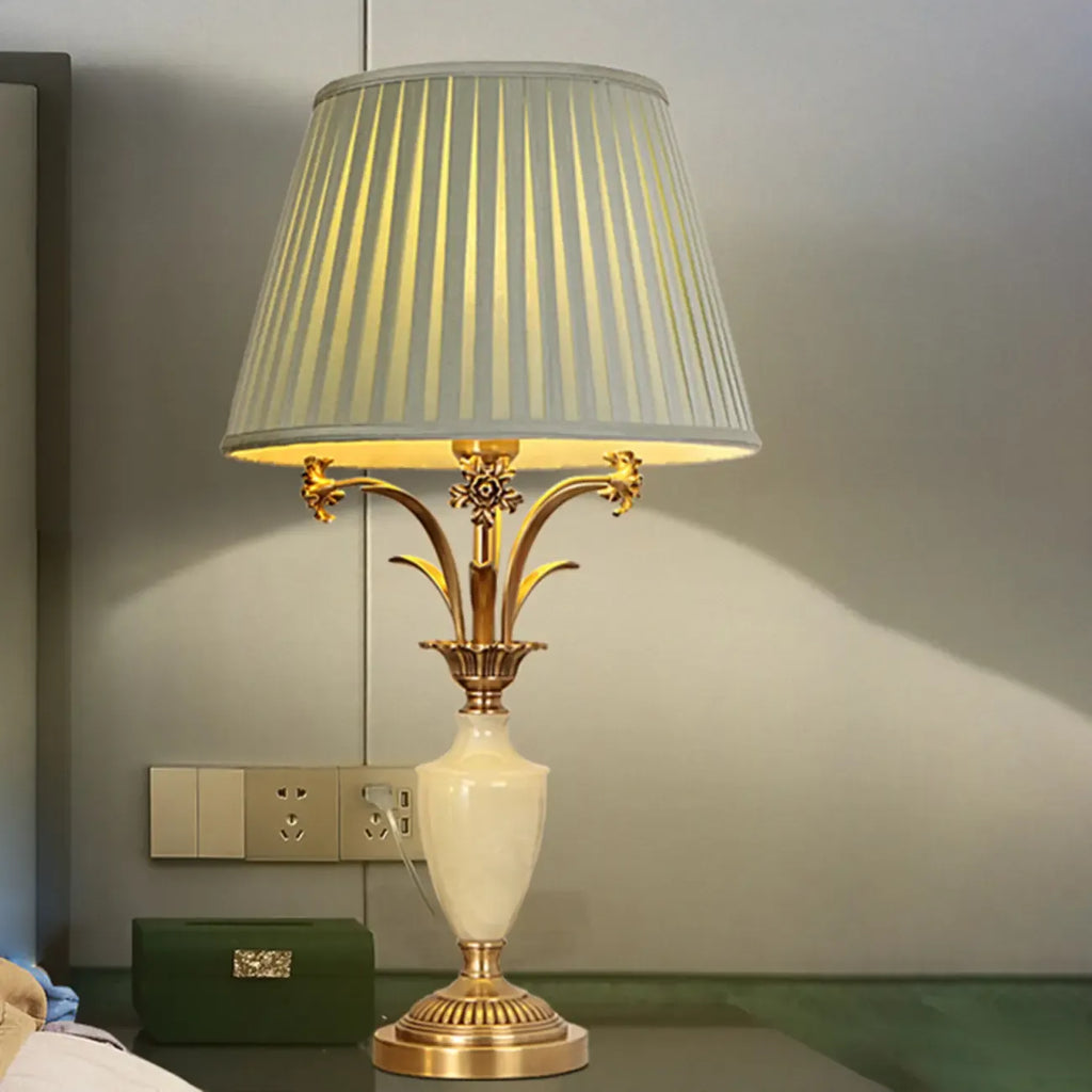 Green Elegant Metal Table Lamp Remote Control for Living Room