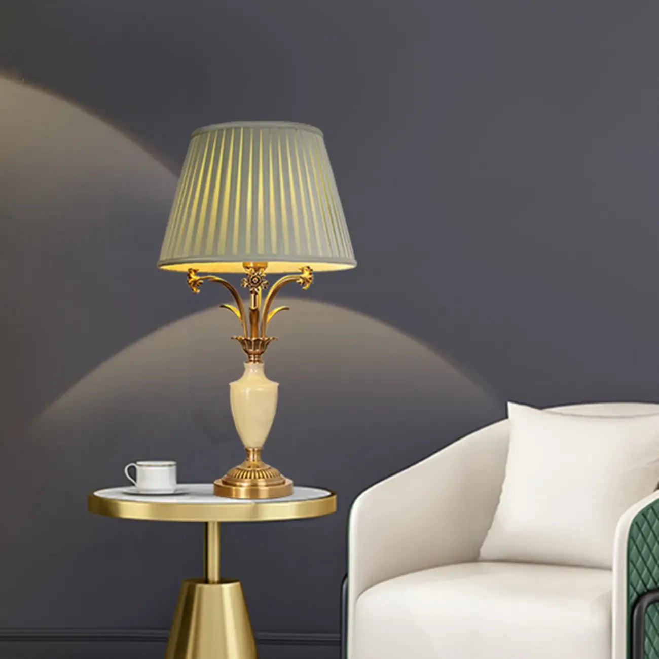 Green Elegant Metal Table Lamp Remote Control for Living Room