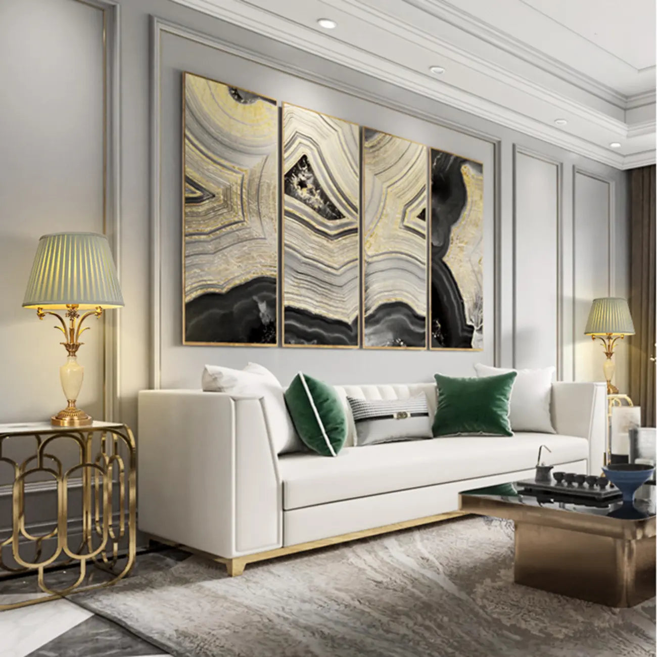 Green Elegant Metal Table Lamp Remote Control for Living Room