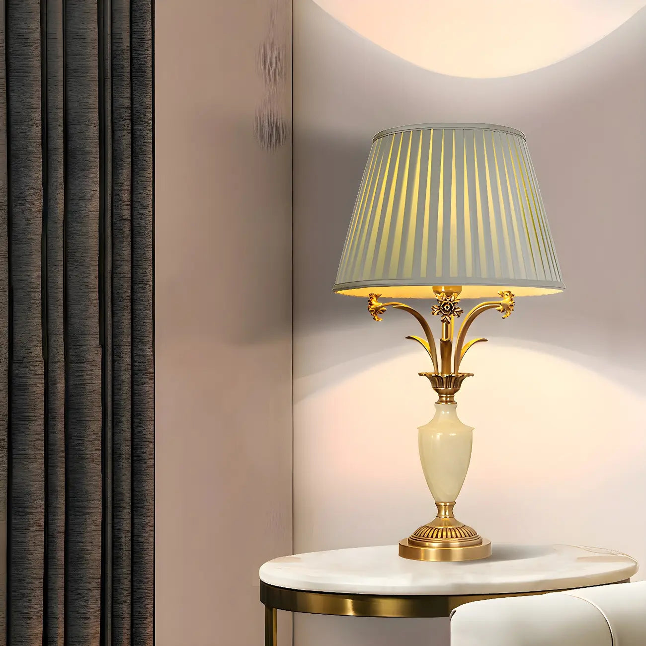 Green Elegant Metal Table Lamp Remote Control for Living Room
