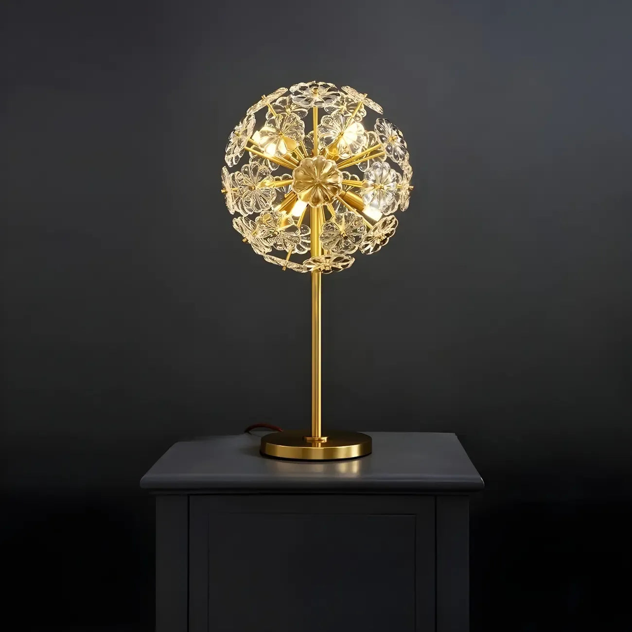 Glamorous Globe Crystal Table Lamp Gold Metal for Living Room