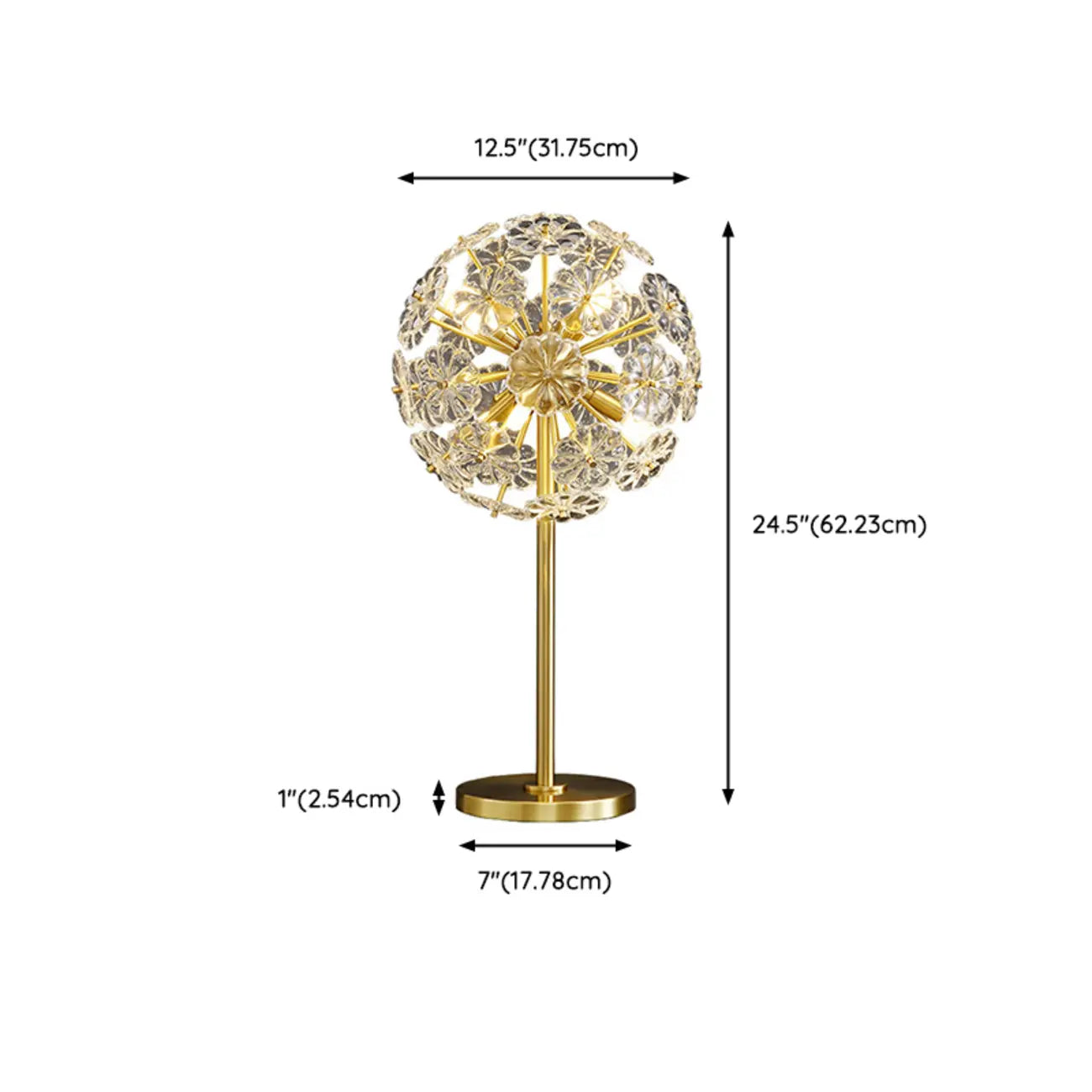 Glamorous Globe Crystal Table Lamp Gold Metal for Living Room