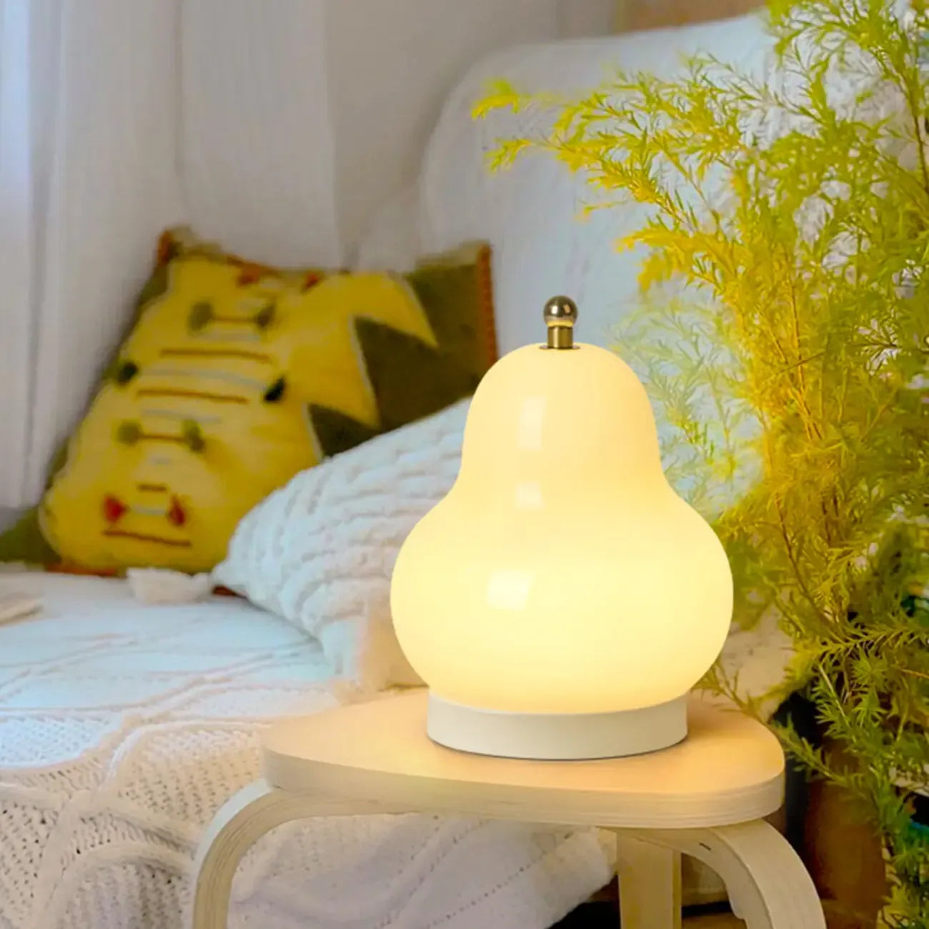 Cute Glass Pear Shape Bedside Lamp Direct Wired Electric