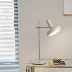 Minimalistic Geometric Off-White Metal Table Lamp for Bedroom