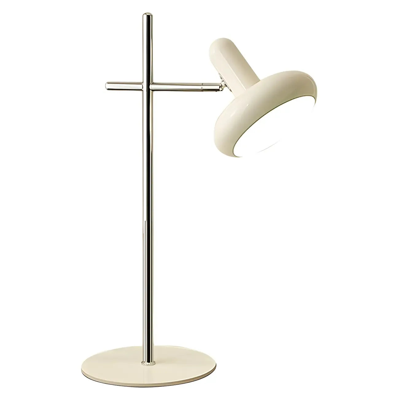 Minimalistic Geometric Off-White Metal Table Lamp for Bedroom
