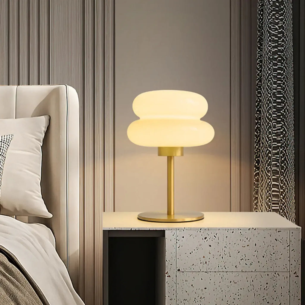 Modern Gold Metal Geometric Glass Table Lamp for Bedroom