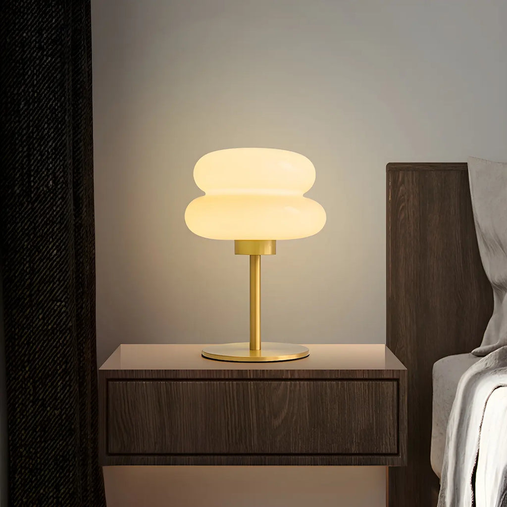 Modern Gold Metal Geometric Glass Table Lamp for Bedroom