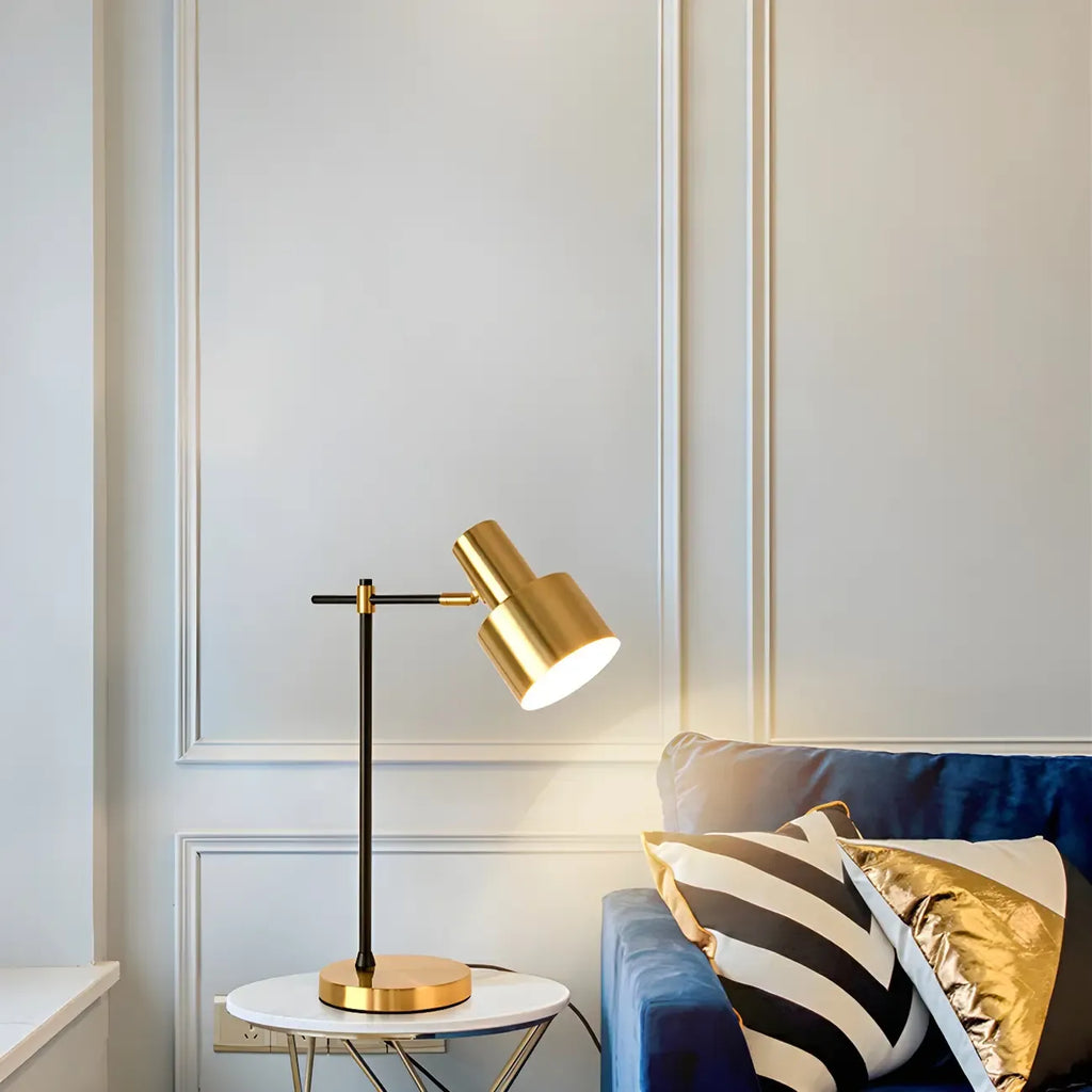 Gold Geometric Table Lamp Plug In Electric for Living Room