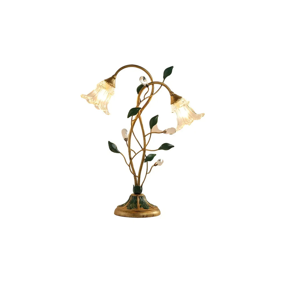 Elegant Glass Floral Shade Metal Table Lamp for Residential