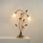 Elegant Glass Floral Shade Metal Table Lamp for Residential
