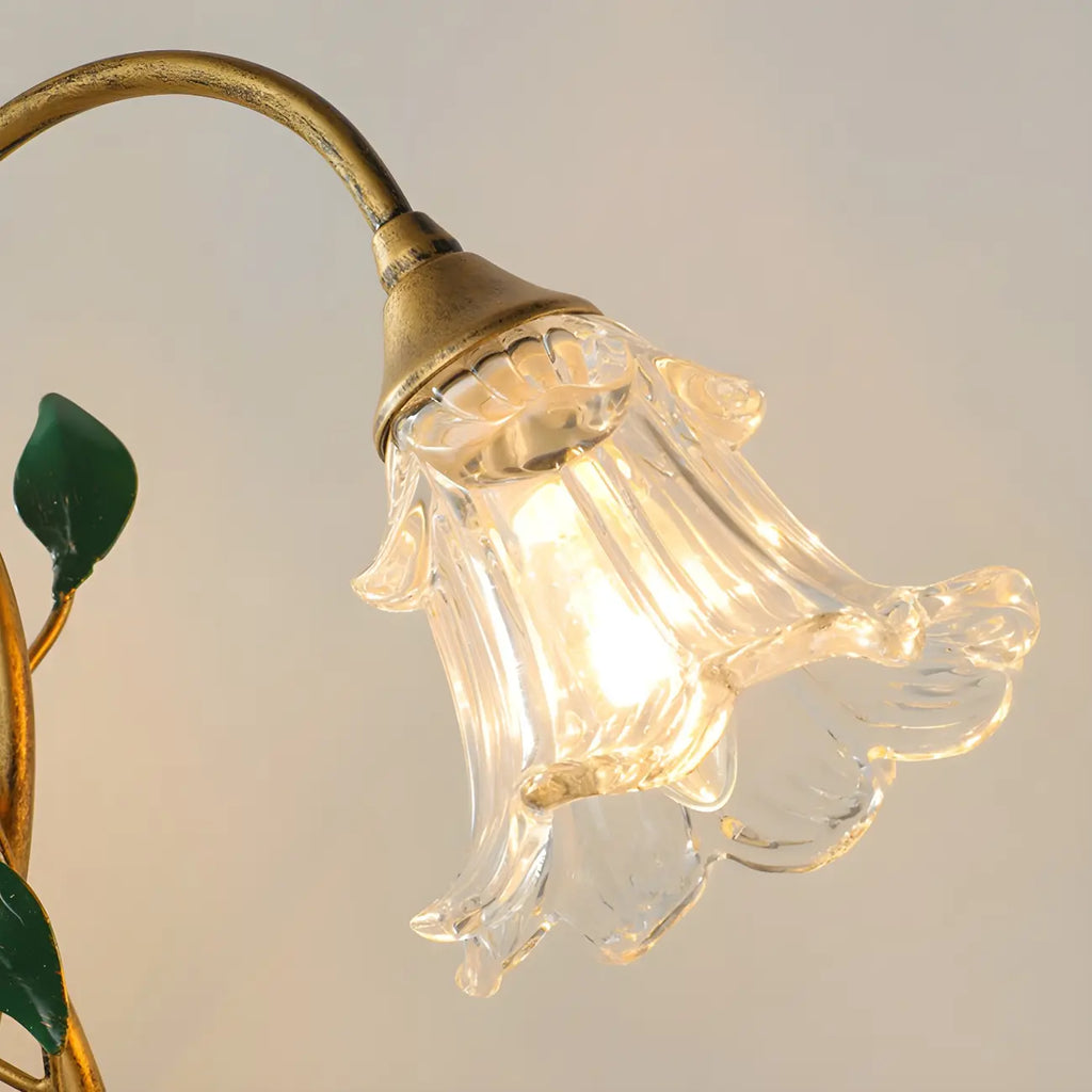 Elegant Glass Floral Shade Metal Table Lamp for Residential