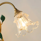 Elegant Glass Floral Shade Metal Table Lamp for Residential
