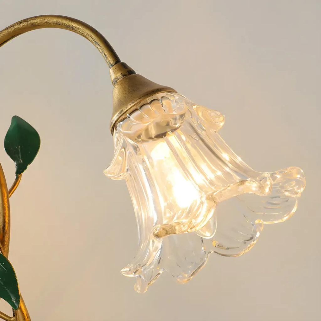 Elegant Glass Floral Shade Metal Table Lamp for Residential