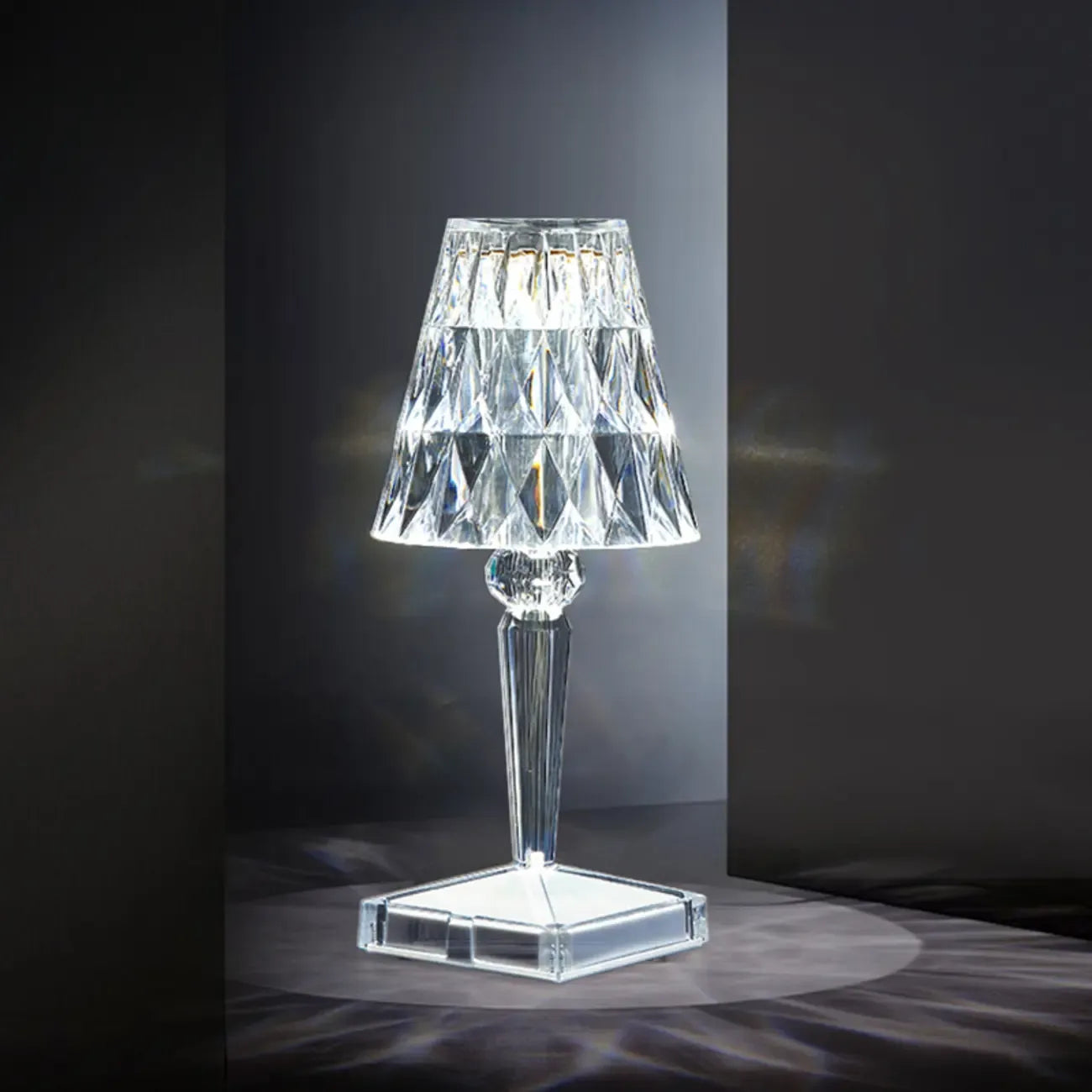 Glamorous Rechargeable Acrylic Table Lamp for Bedroom