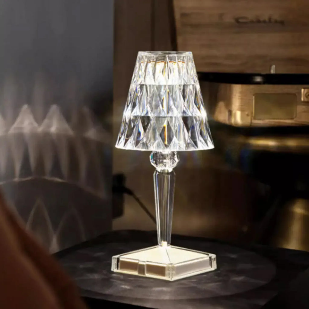 Glamorous Rechargeable Acrylic Table Lamp for Bedroom