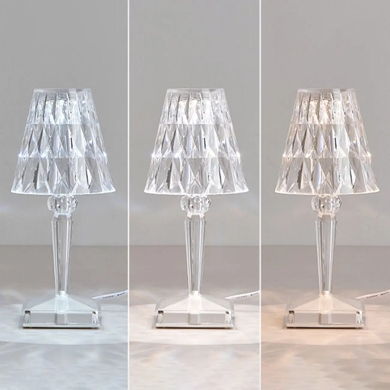 Glamorous Rechargeable Acrylic Table Lamp for Bedroom