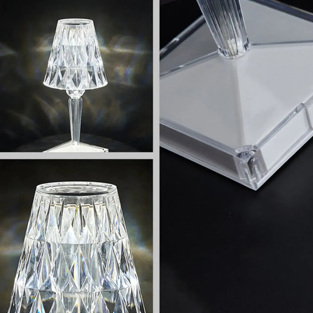 Glamorous Rechargeable Acrylic Table Lamp for Bedroom