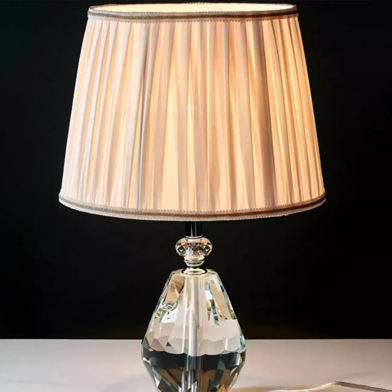 Glamorous Crystal Table Lamp with Geometric Shade for Home