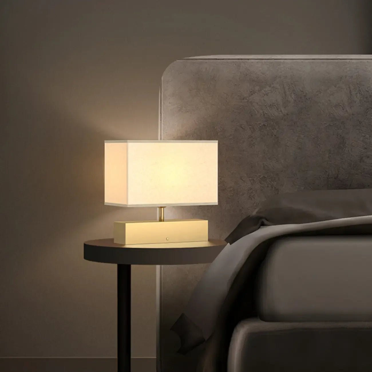 Modern Rectangle Gold Metal Table Lamp for Bedroom