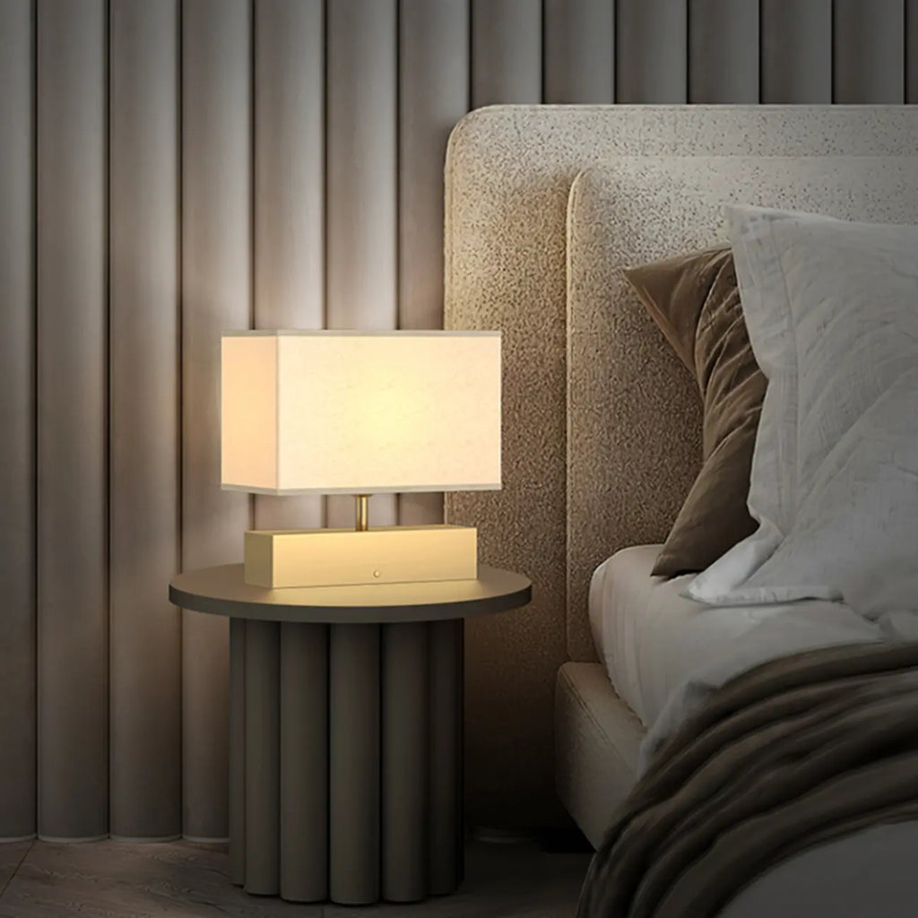 Modern Rectangle Gold Metal Table Lamp for Bedroom
