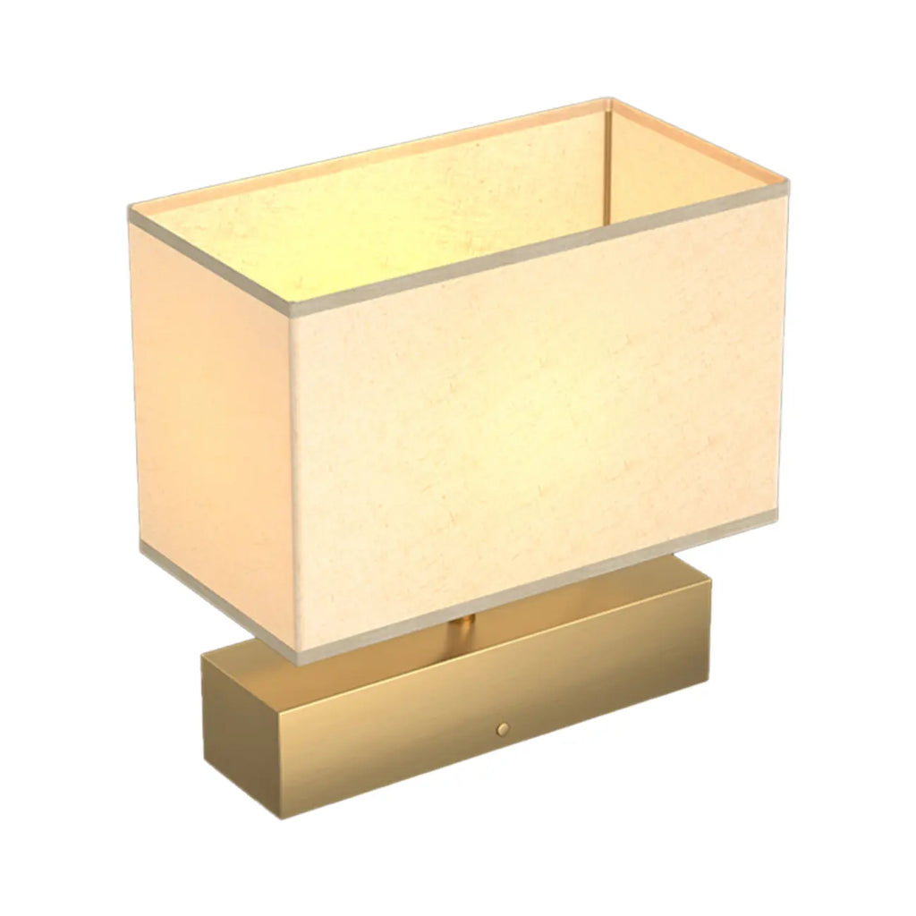 Modern Rectangle Gold Metal Table Lamp for Bedroom