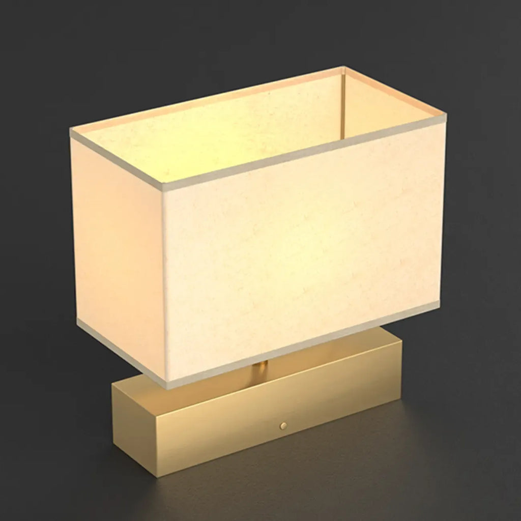 Modern Rectangle Gold Metal Table Lamp for Bedroom