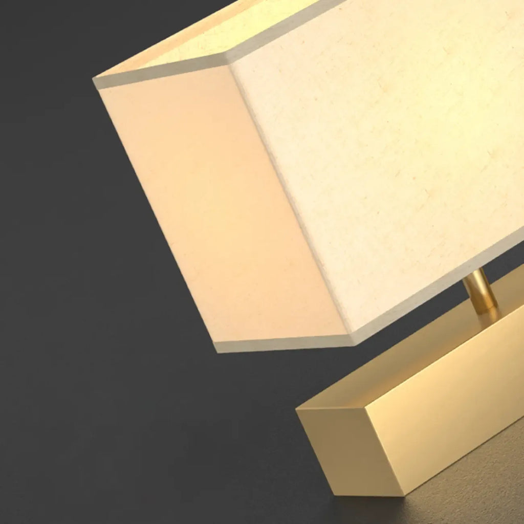 Modern Rectangle Gold Metal Table Lamp for Bedroom