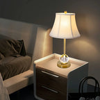 Classic White Geomatic Shade Golden Table Lamp for Bedroom
