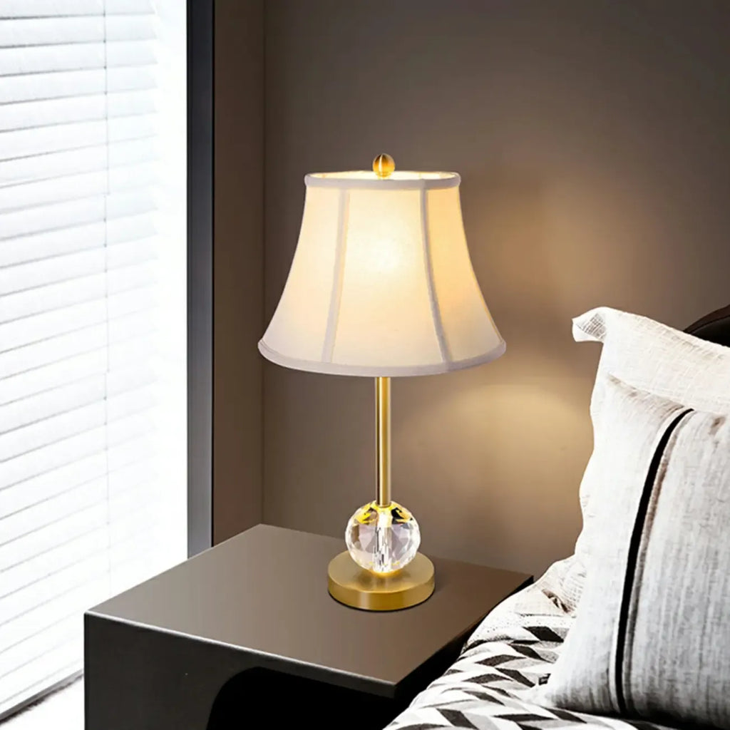 Classic White Geomatic Shade Golden Table Lamp for Bedroom
