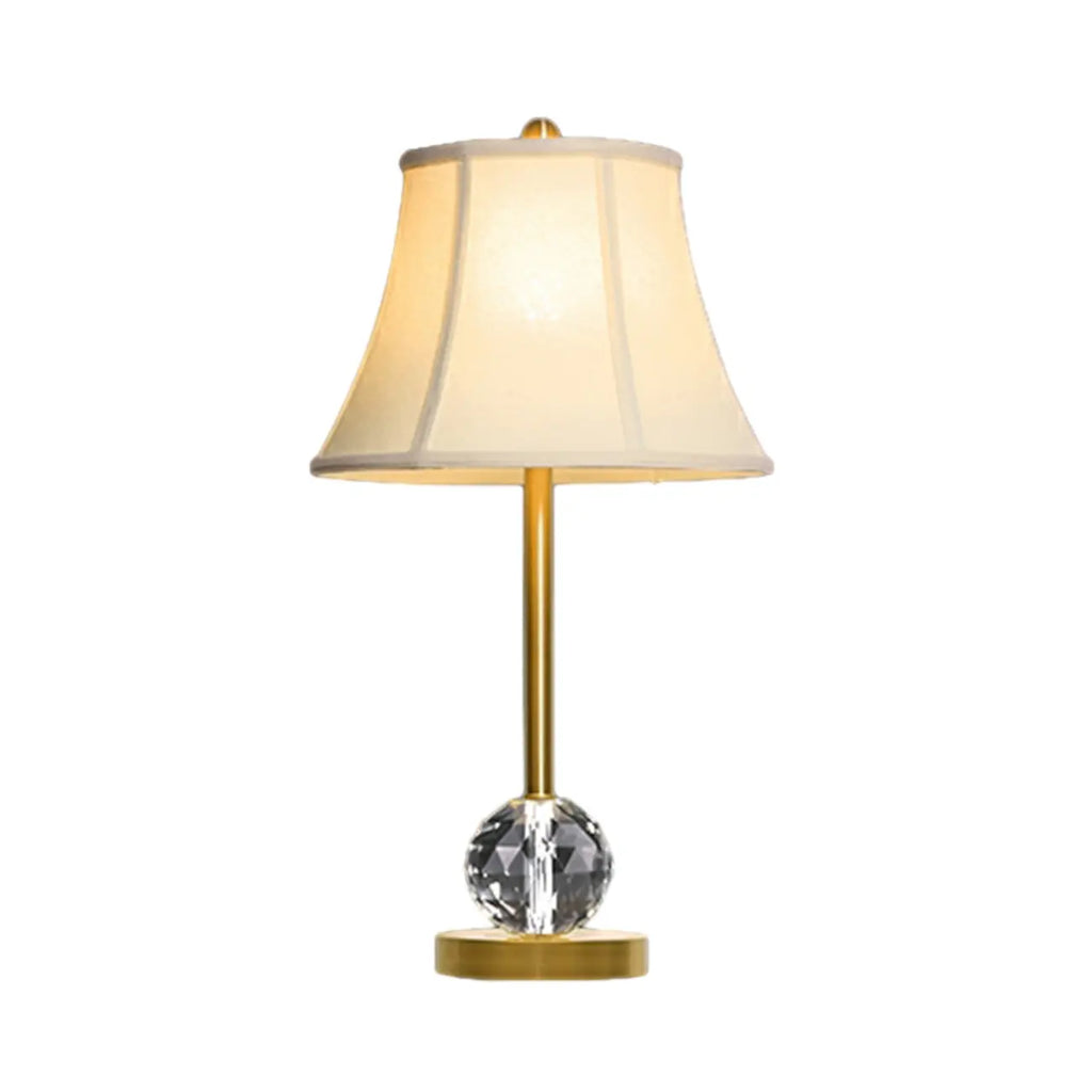 Classic White Geomatic Shade Golden Table Lamp for Bedroom