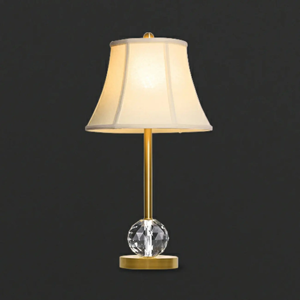 Classic White Geomatic Shade Golden Table Lamp for Bedroom