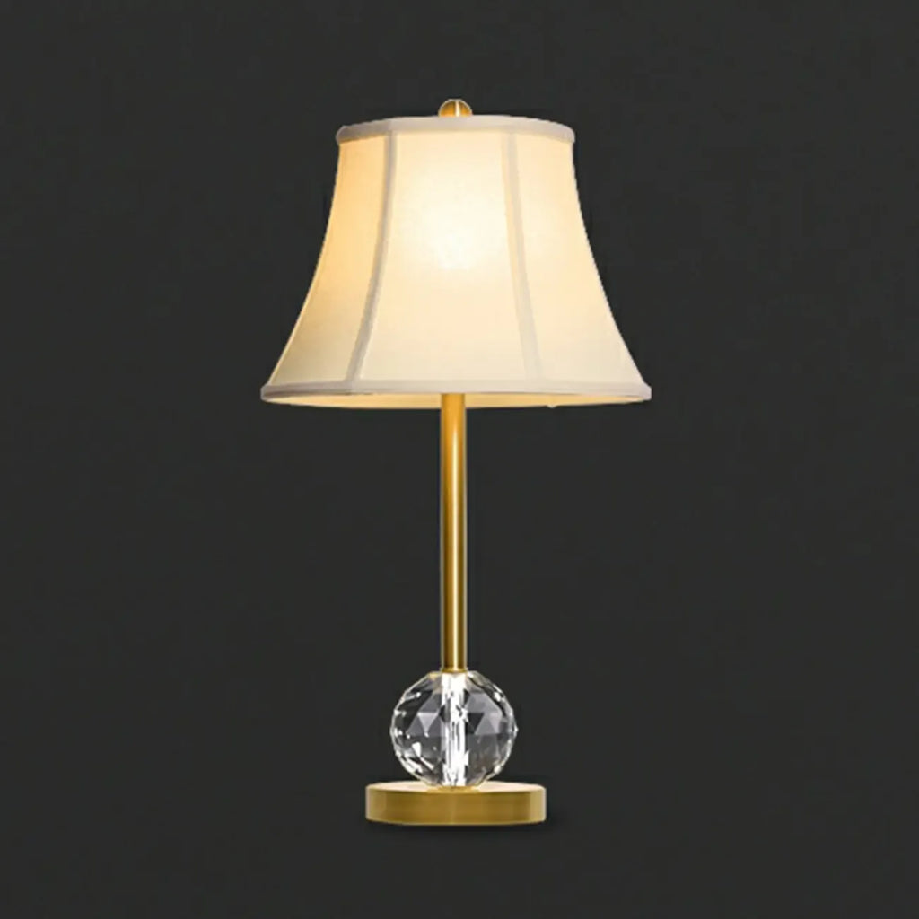 Classic White Geomatic Shade Golden Table Lamp for Bedroom