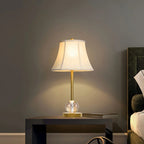 Classic White Geomatic Shade Golden Table Lamp for Bedroom
