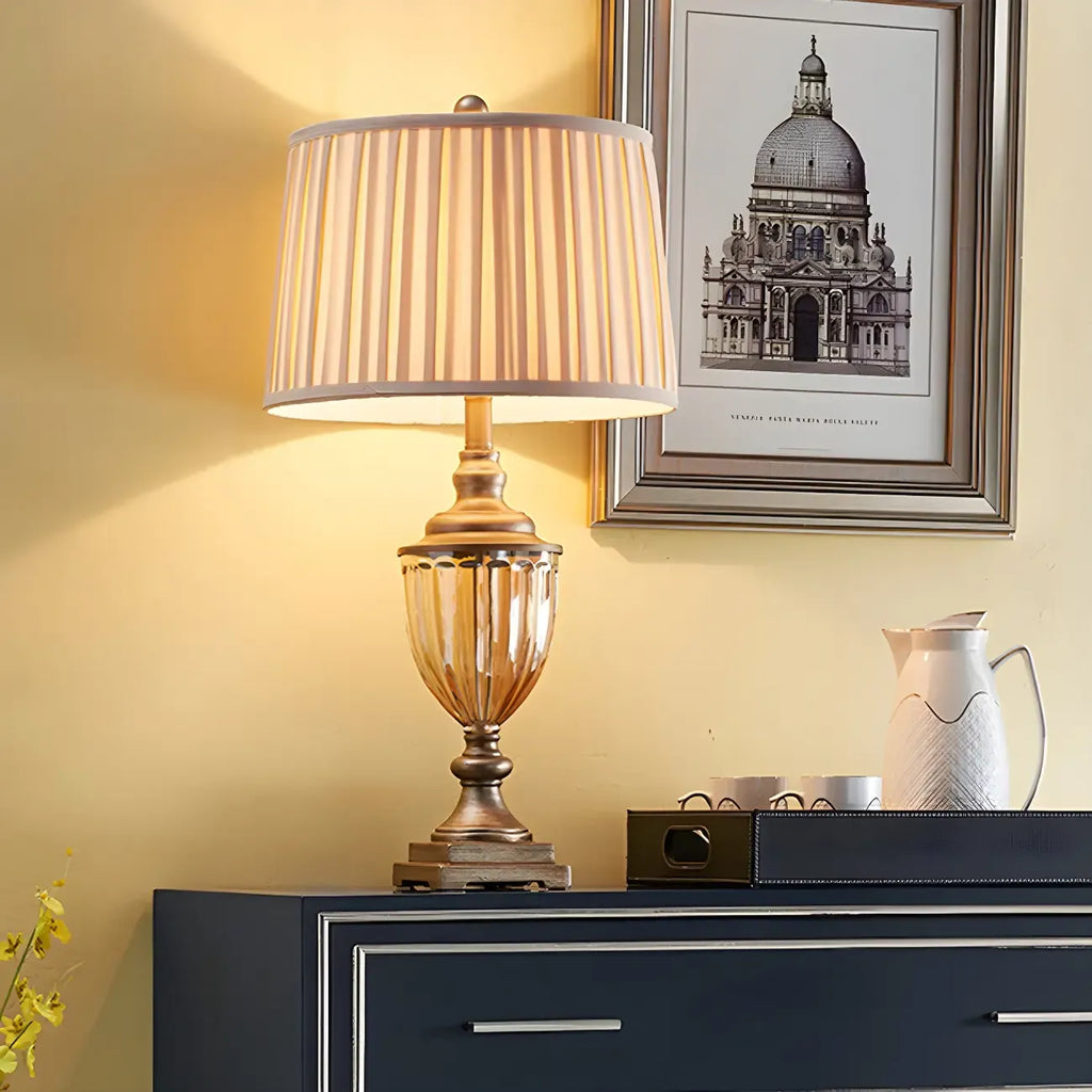 Classic Geometric Shade Gold Table Lamp for Residential