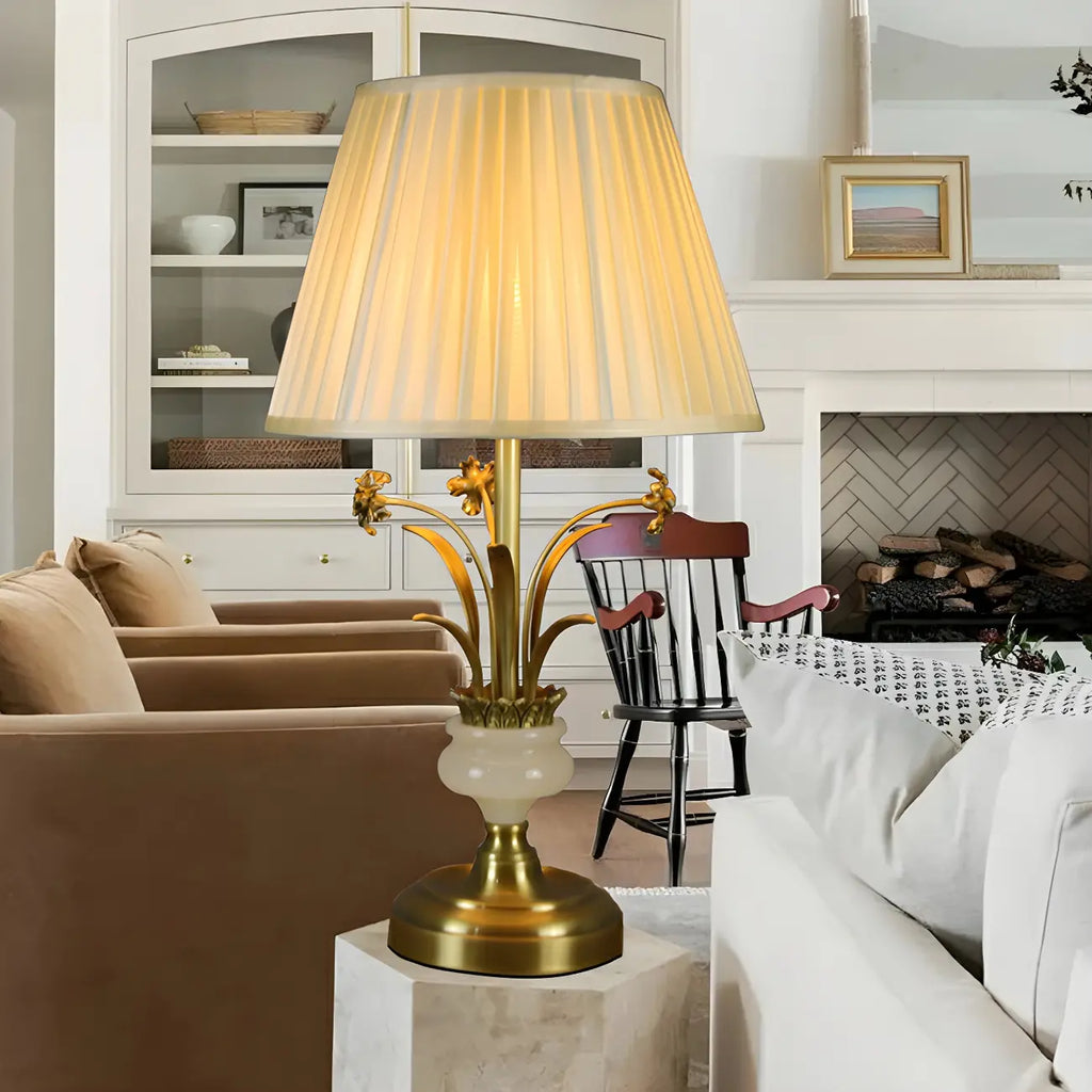 Classic Gold Geometric Table Lamp Plug In Electric for Bedroom