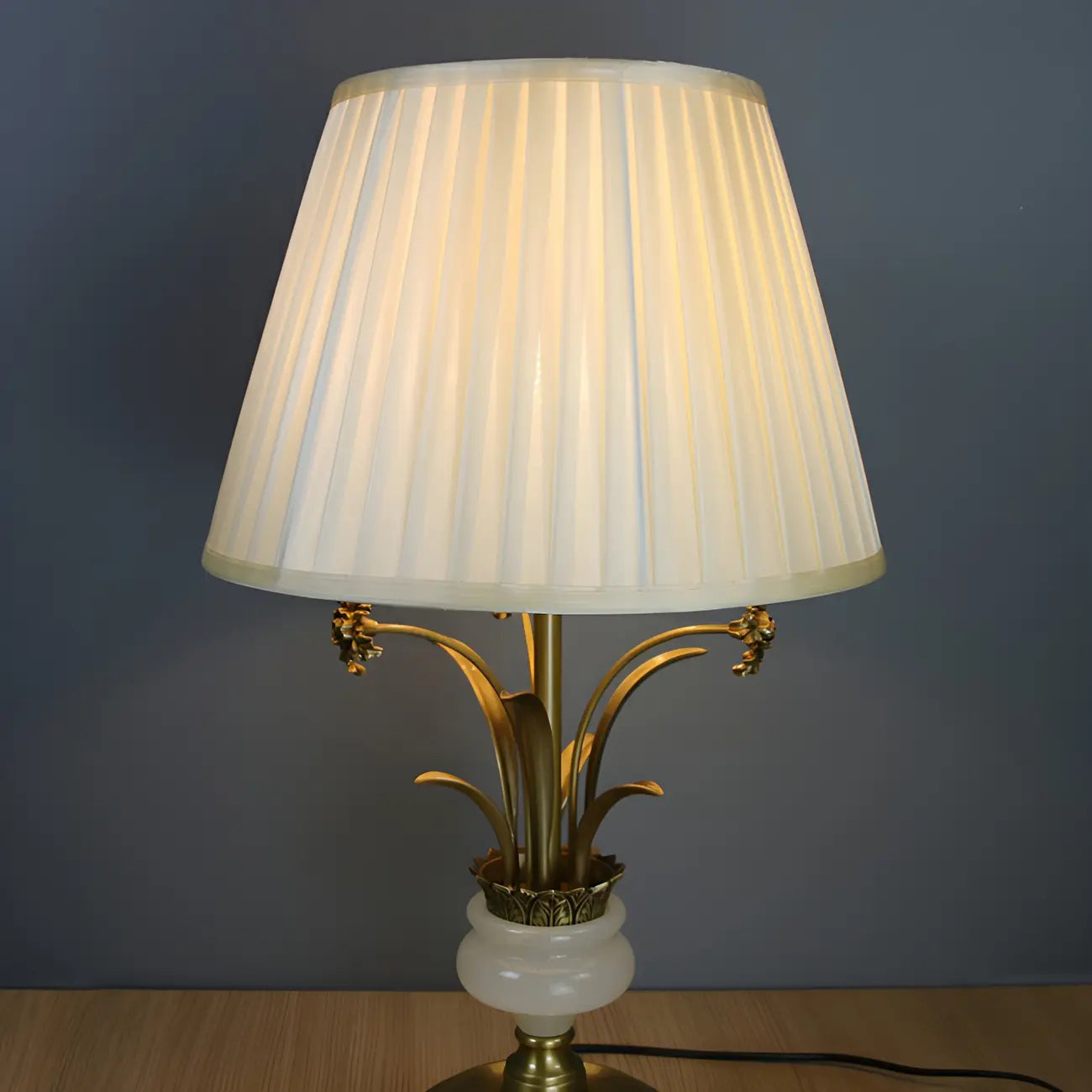 Classic Gold Geometric Table Lamp Plug In Electric for Bedroom