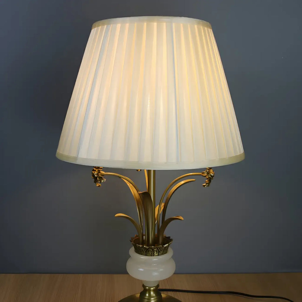 Classic Gold Geometric Table Lamp Plug In Electric for Bedroom